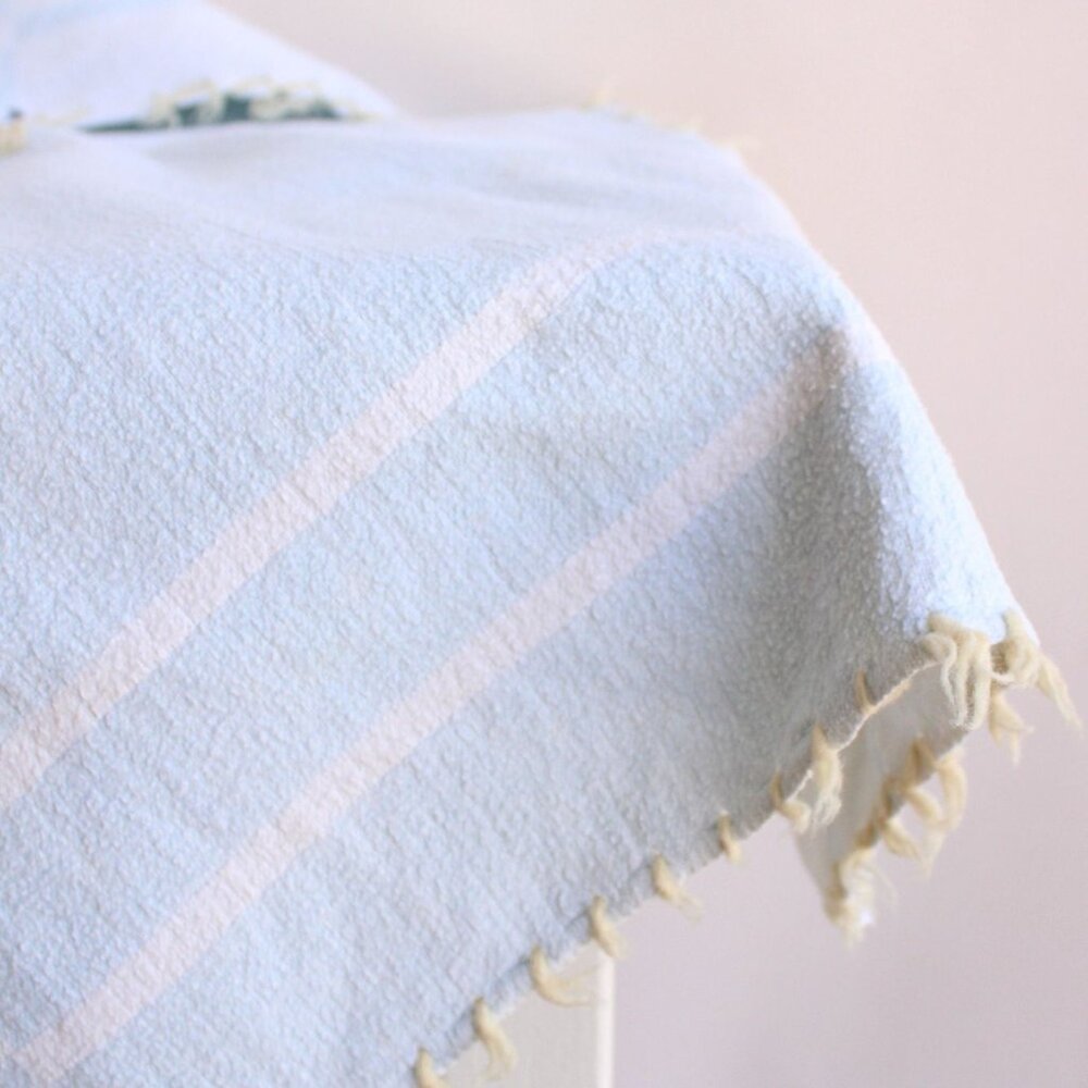 Vintage 1930s 1940s Baby Blanket Or Throw, Baby Pepperell Blue Lap Afghan - Picture 6 of 10